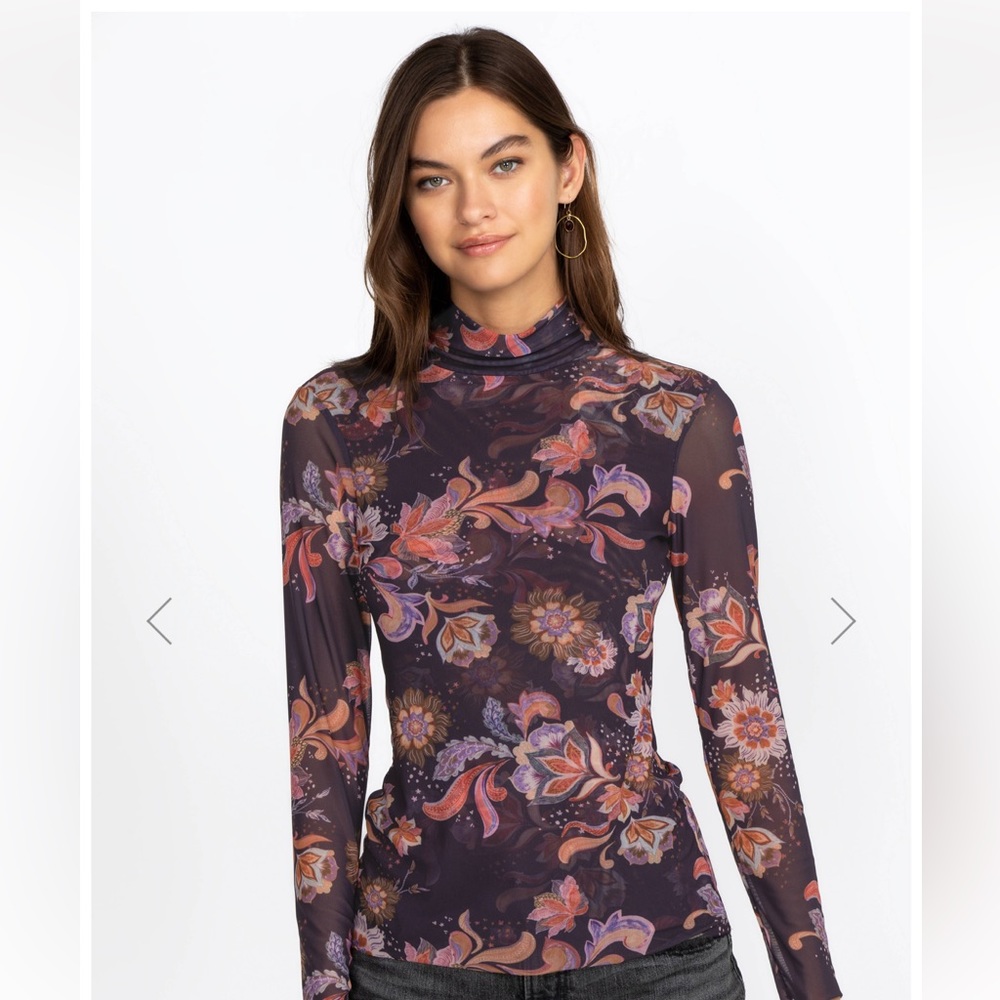 Johnny Was Harmonia Floral Mock Turtleneck Top Medium